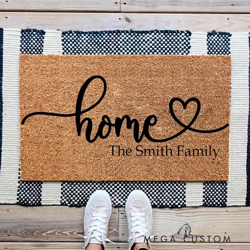 Personalized Home Doormat Custom Welcome Mat Durable Coir Rug for Front Door Housewarming Gift for Family Couples or New Homeowners