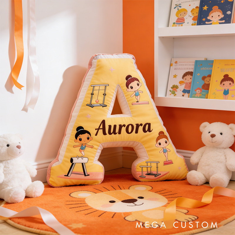 Personalized Gymnastics Fun Alphabet Shaped Pillow for Gymnastic Lovers Initial Pillow Christmas Gift for Kids