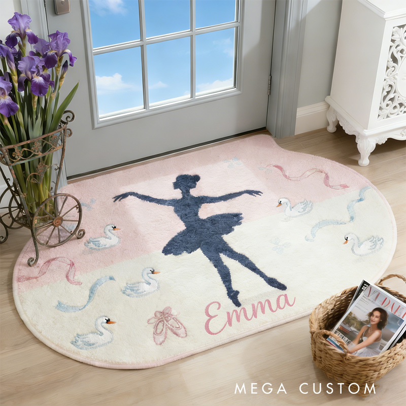 Personalized Swan Ballet Dance Rug for Dance Lovers Gift for Kids Christmas Gifts