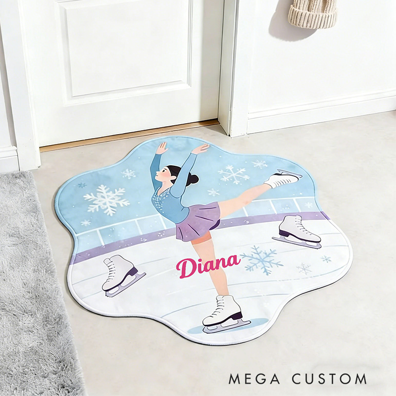 Personalized Winter Skating Star Rug for Ice Skating Lovers Gift for Kids Christmas Gifts