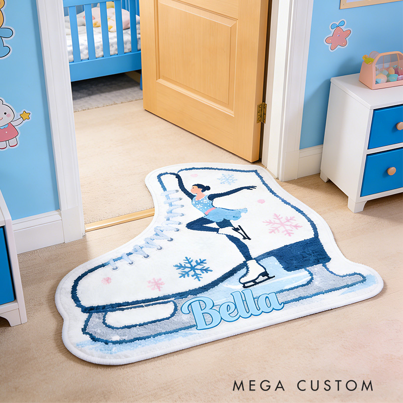 Personalized Ice Skate Elegance Rug for Ice Skating Lovers Gift for Kids Christmas Gifts