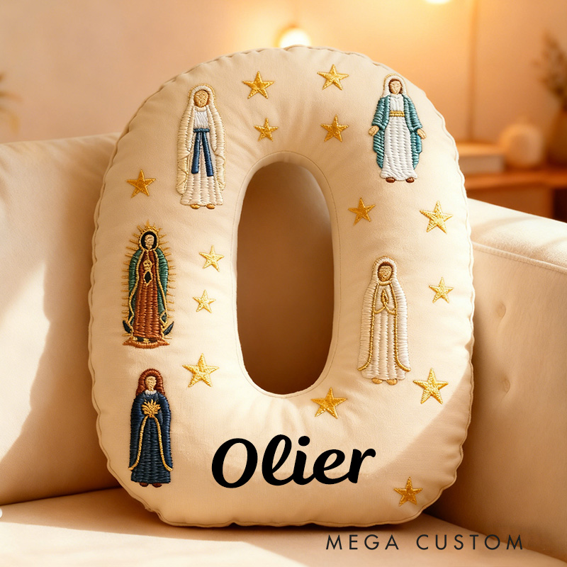 Personalized Hail Mary Full of Grace Letter Pillow with Custom Name Virgin Mary Home Decor Catholic Gift for Her Catholic Saints Graphic 3D Print
