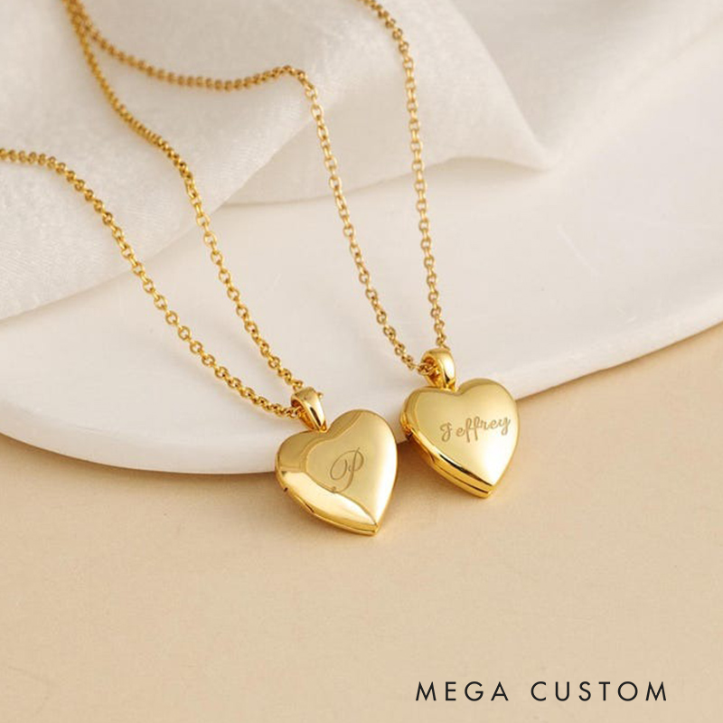 Personalized Heart Locket Necklace Love locket with Photo Tiny Gold Heart Locket Memorial Gift for Her Best Friend Jewelry 