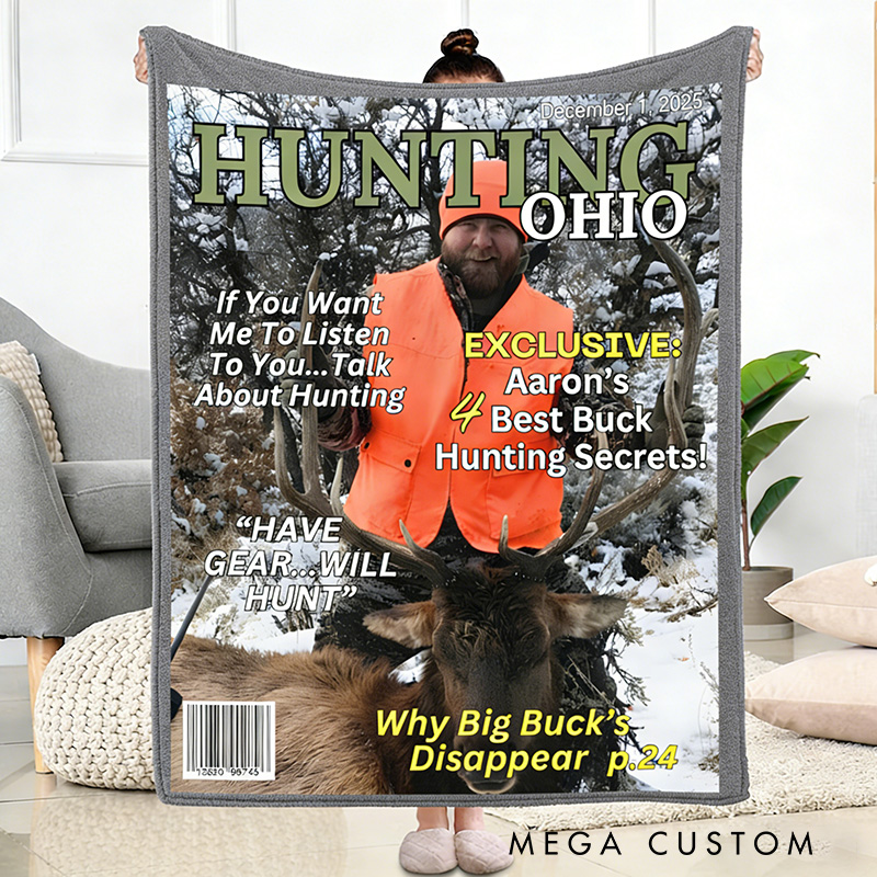Personalized Hunting Magazine Cover Blanket Ohio's Premier Hunting Insights Blanket Funny Hunter Gift