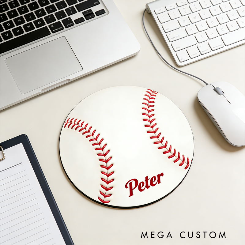 Personalized Baseball Mouse Pad with Custom Name Design