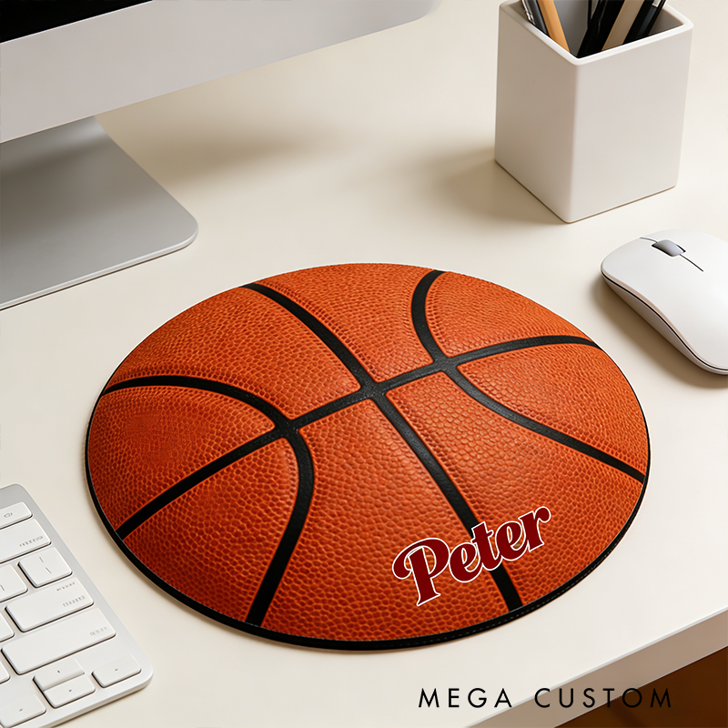 Personalized Basketball Mouse Pad with Custom Name Design