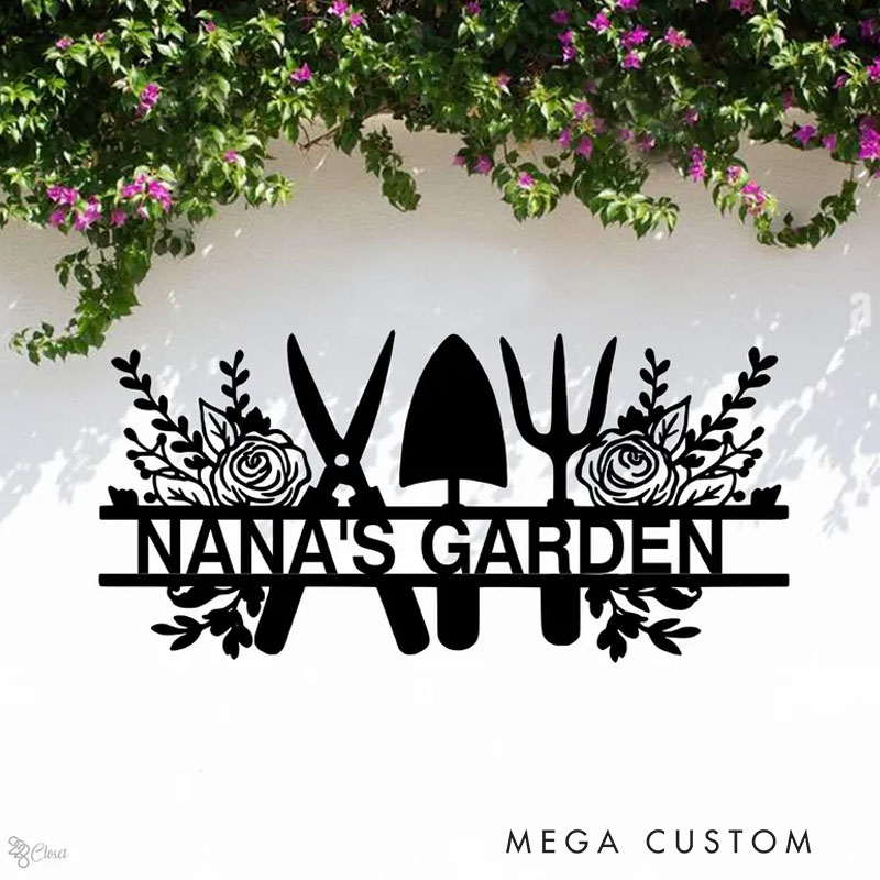 [Copy]Personalized Metal Garden Decor Custom Gardener Name Sign Garden Wall Art Yard Decor Gardening Gifts for Mom Housewarming 