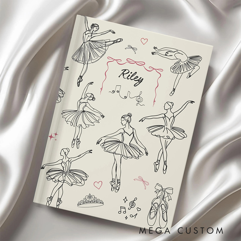 Personalized A5 Retro Style Ballet Hardcover Journal Custom Ballerina Notebook Choreography Studio Dancer Gift Recital or Team Gift for Ballerinas
