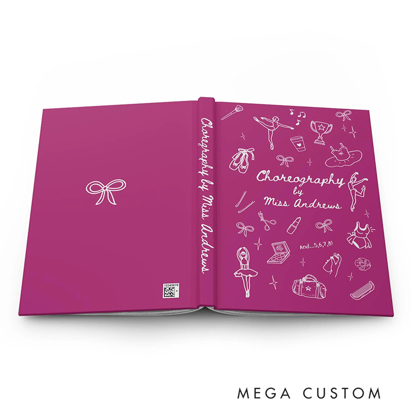 Personalized A5 Line Art Ballet Hardcover Journal Custom Ballerina Notebook Choreography Studio Dancer Gift Recital or Team Gift for Ballerinas