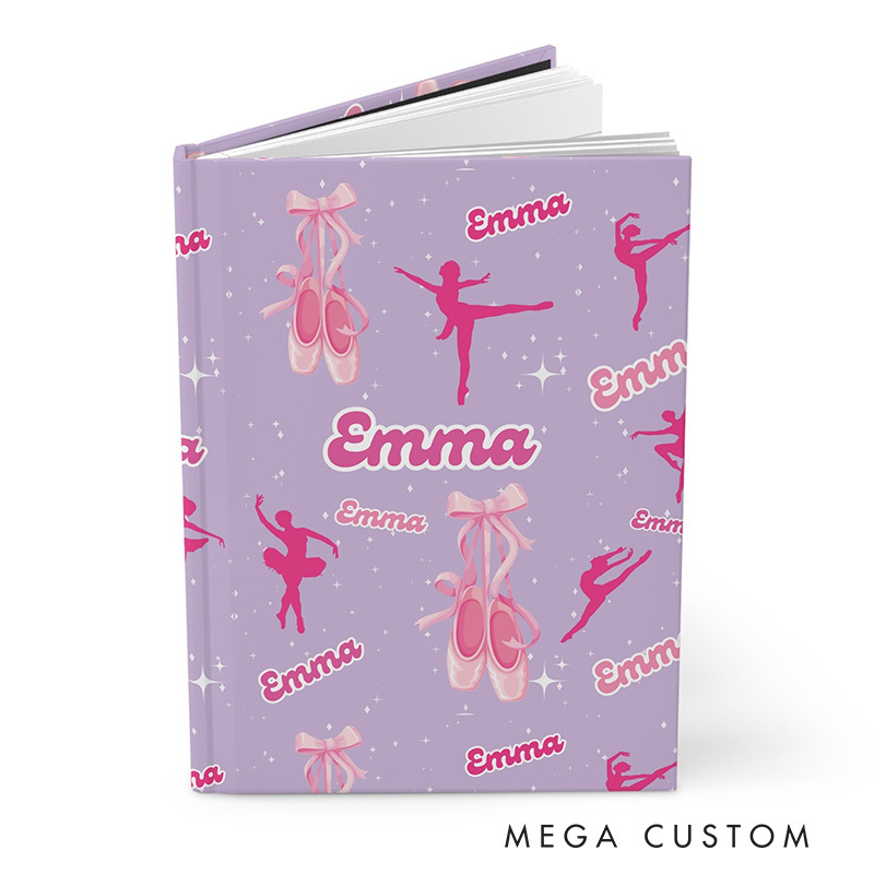 Personalized A5 Shining Ballet Hardcover Journal Custom Ballerina Notebook Choreography Studio Dancer Gift Recital or Team Gift for Ballerinas