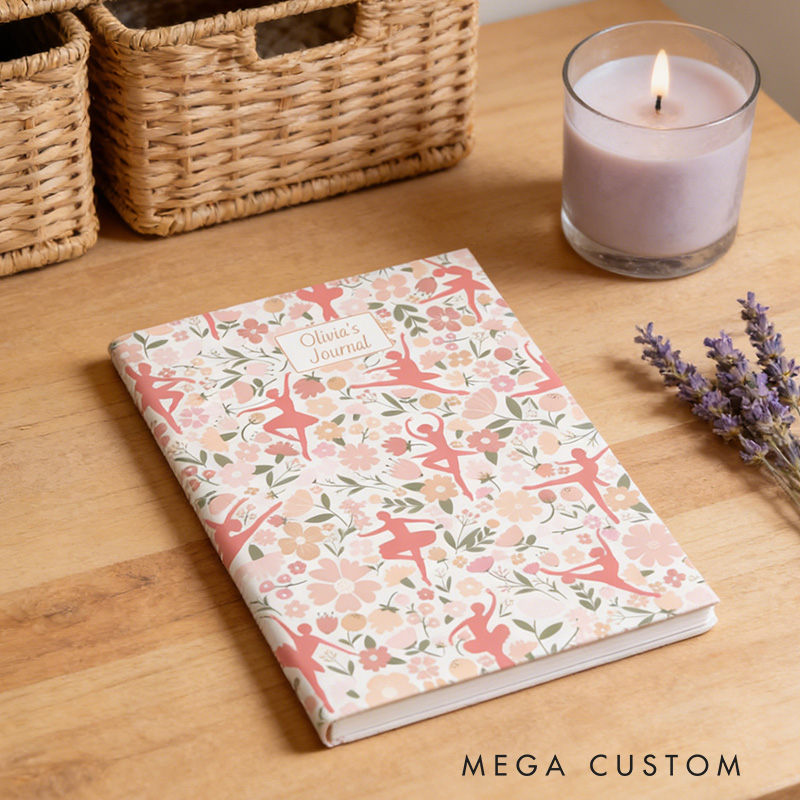 Personalized A5 Flora Ballet Hardcover Journal Custom Ballerina Notebook Choreography Studio Dancer Gift Recital or Team Gift for Ballerinas