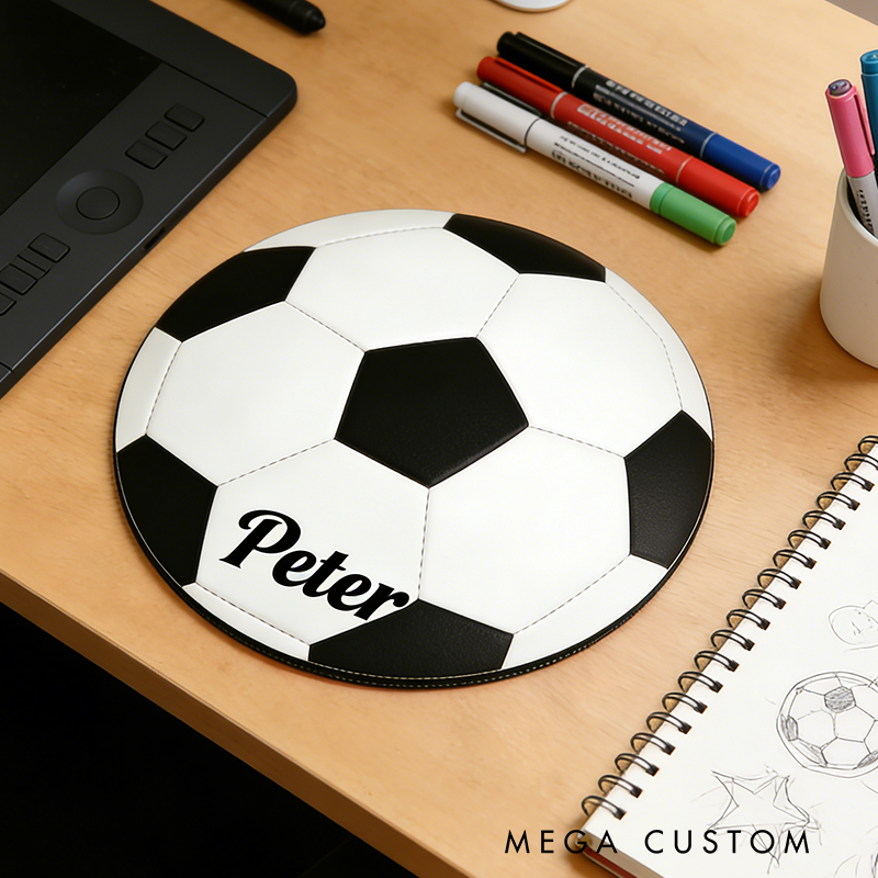Personalized 3D Printed Soccer Mouse Pad with Custom Name Design