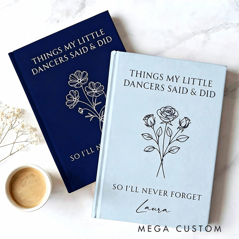 Personalized A5 Name Dance Coach Hardcover Journal Custom Birth Flower Ballet Teacher Appreciation Notebook Choreography Studio Dancer Gift