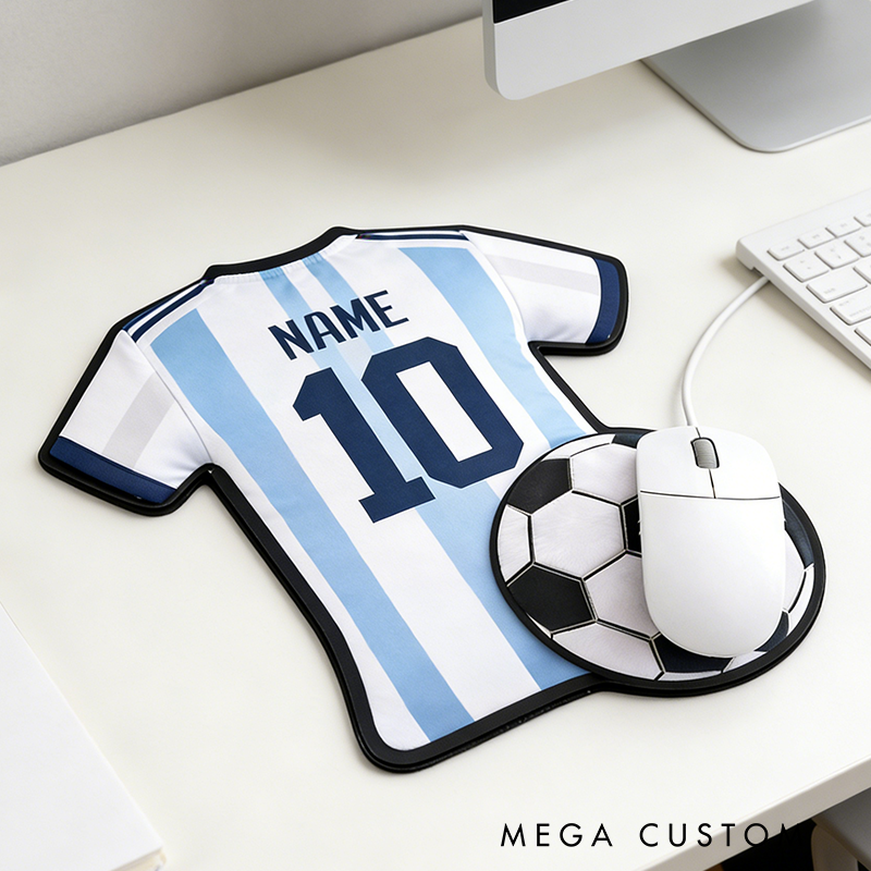 Personalized Soccer Jersey Mouse Pad with Custom Name and Number Design