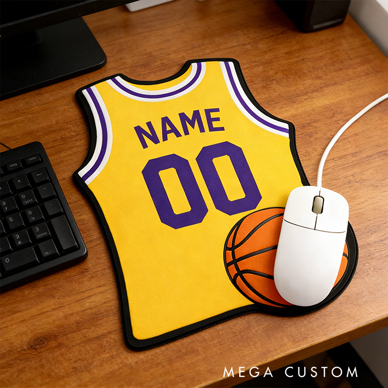 Personalized Basketball Jersey Mouse Pad with Custom Name and Number Design