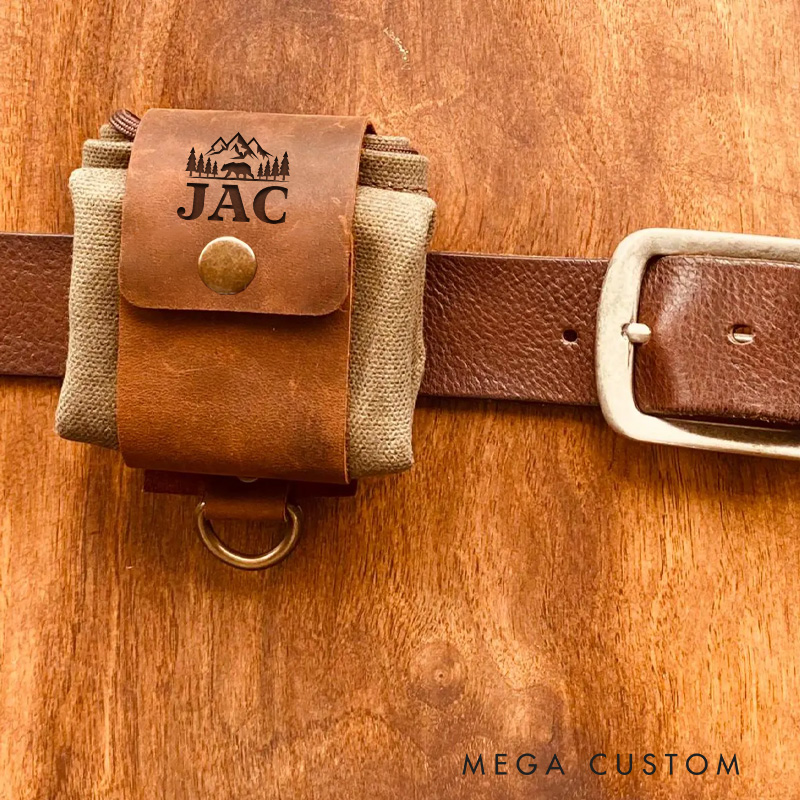 Personalized Custom Leather Gear Wrap Leather Foraging Pouch Outdoor Hiking Adventurers Belt Bag Gift for Outdoor