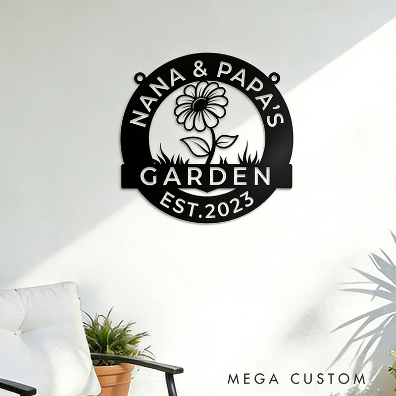 Personalized Garden Metal Sign Nana & Papa's Personalized Decor