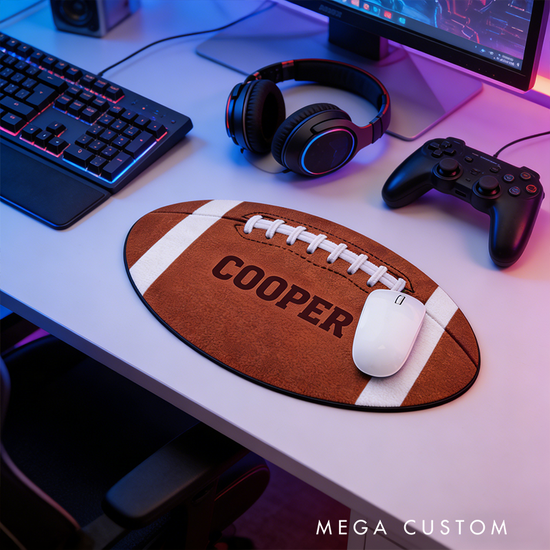 Personalized American Football Mouse Pad with Custom Name Design