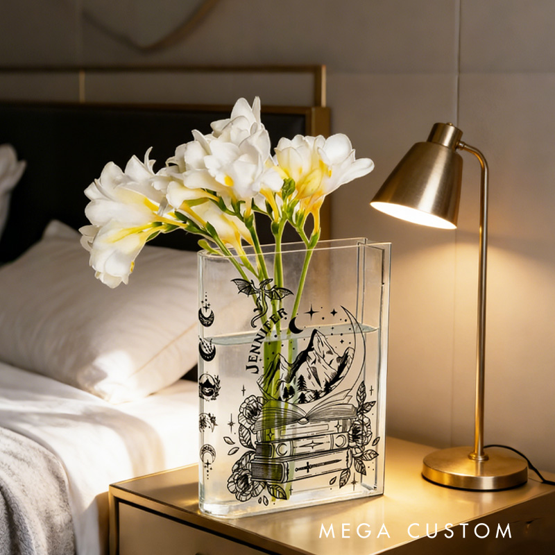 Personalized Dragon Book Vase Floral Acrylic Book Vase with Name Floral Bookshelf Vase Gift for Librarians Book Lovers Reader Bookish