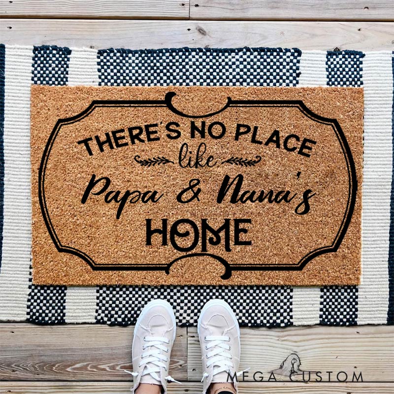 Personalized Welcome Doormat There Is No Place Like Home Doormat Housewarming New Home Gift for Grandparent