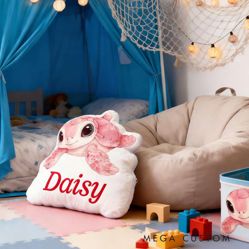 Personalized Pink Voyage Turtle Pillow Graphic 3D Print Pillow for Travel Lovers
