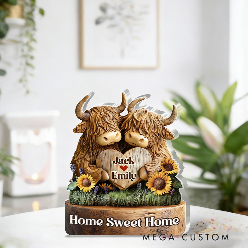 Personalized Home Sweet Home Plaque Shaped Squared Acrylic Plaque From The Highlands With Love Housewarming Gift Valentine's Day Gift