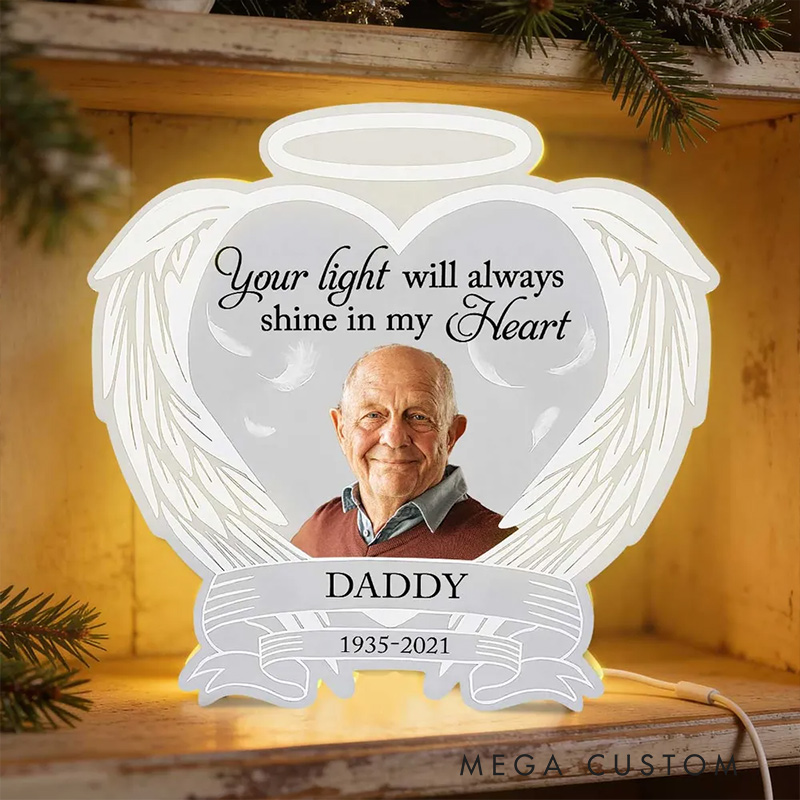 Personalized Light Box Custom Photo Memorial Heart Wings Memorial Gift Sympathy Gift for Loved One