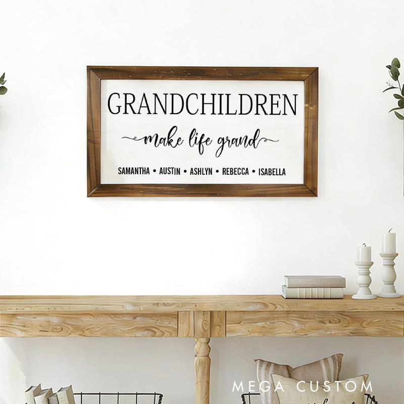 Personalized Grandchildren Wood Sign Gift for Grandparents Family Gift Housewarming Gifts