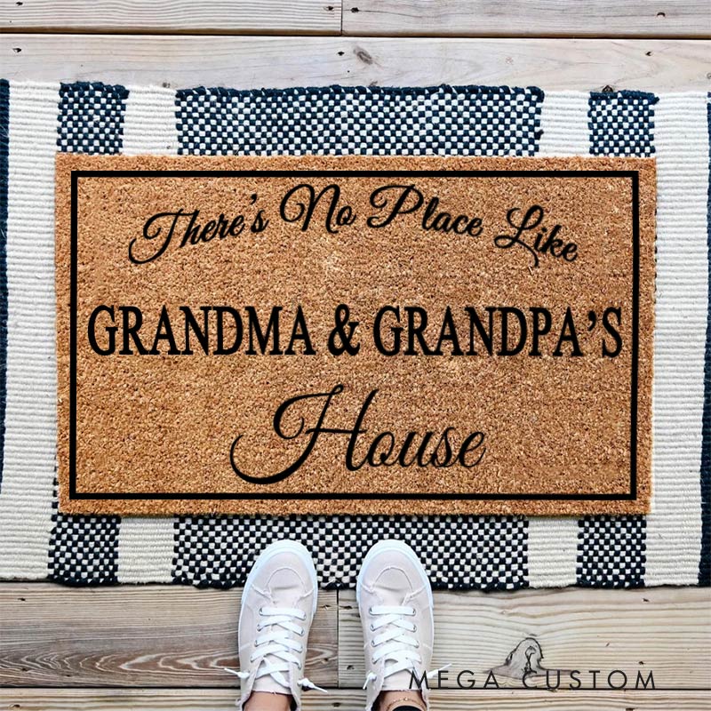 Personalized Welcome Doormat There Is No Place Like Home Doormat Housewarming New Home Gift for Grandparent