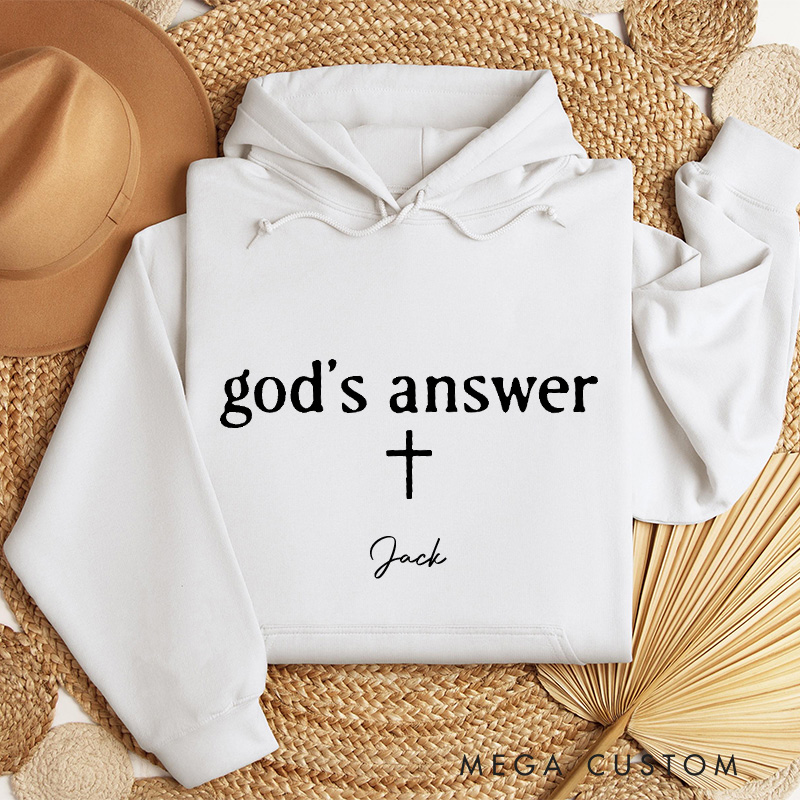 Personalized God's Plan God's Answer Matching Couple Christian Classic Hoodies with Custom Name Religious Gift Valentine Day Gift for Couple