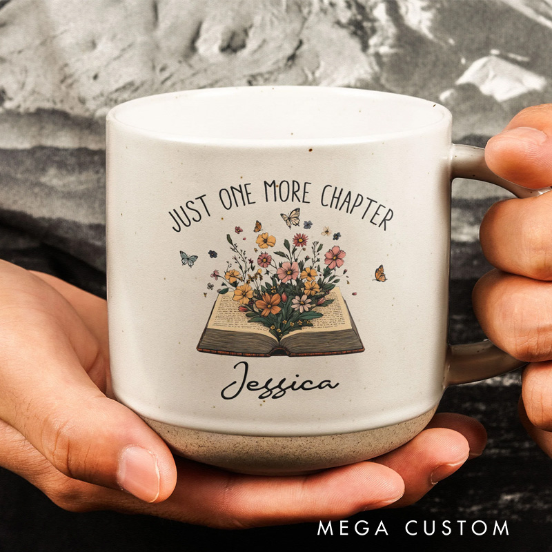 Personalized Floral Book Lover Mug - Custom Name Ceramic Coffee Cup For Readers, 15oz