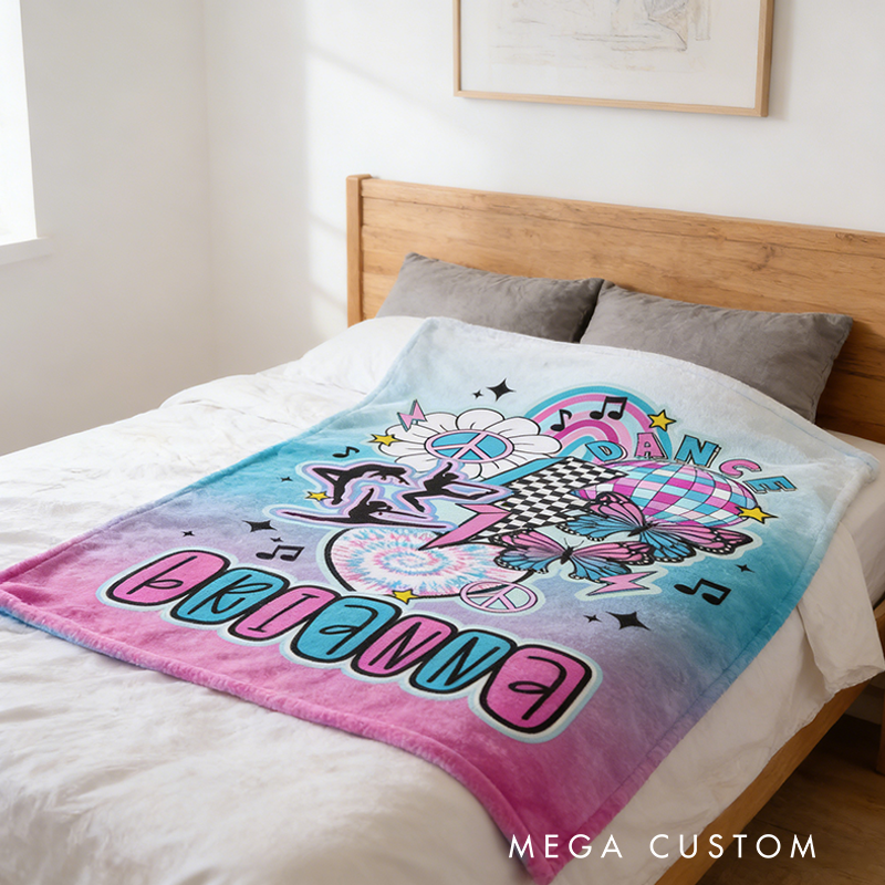 Personalized Name Gradient Hipper Dance Blanket Gift for Her