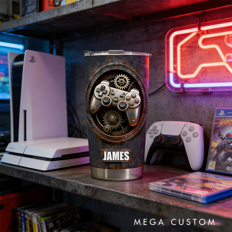Personalized 2D Flat Rusty Controller 20oz Tumbler Gamer Stainless Steel Tumbler Player Controller Video Game Tumbler Gamer Gift