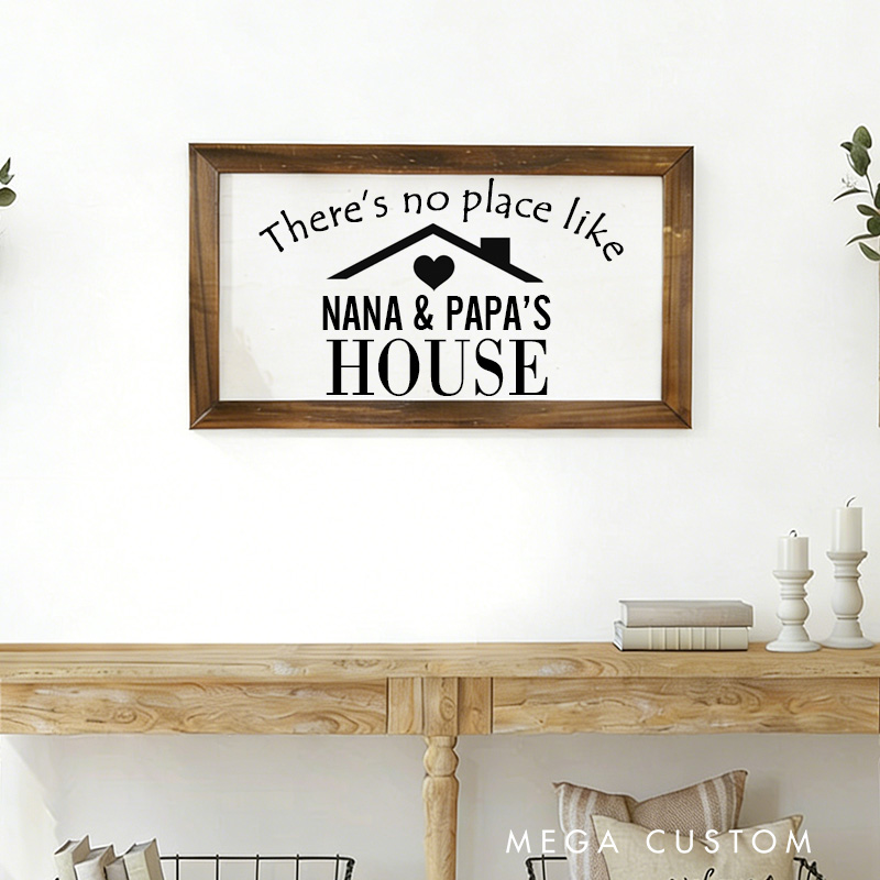 Personalized Grandparents Gift Custom There's No Place Like Nana and Papa's House Wooden Wall Art