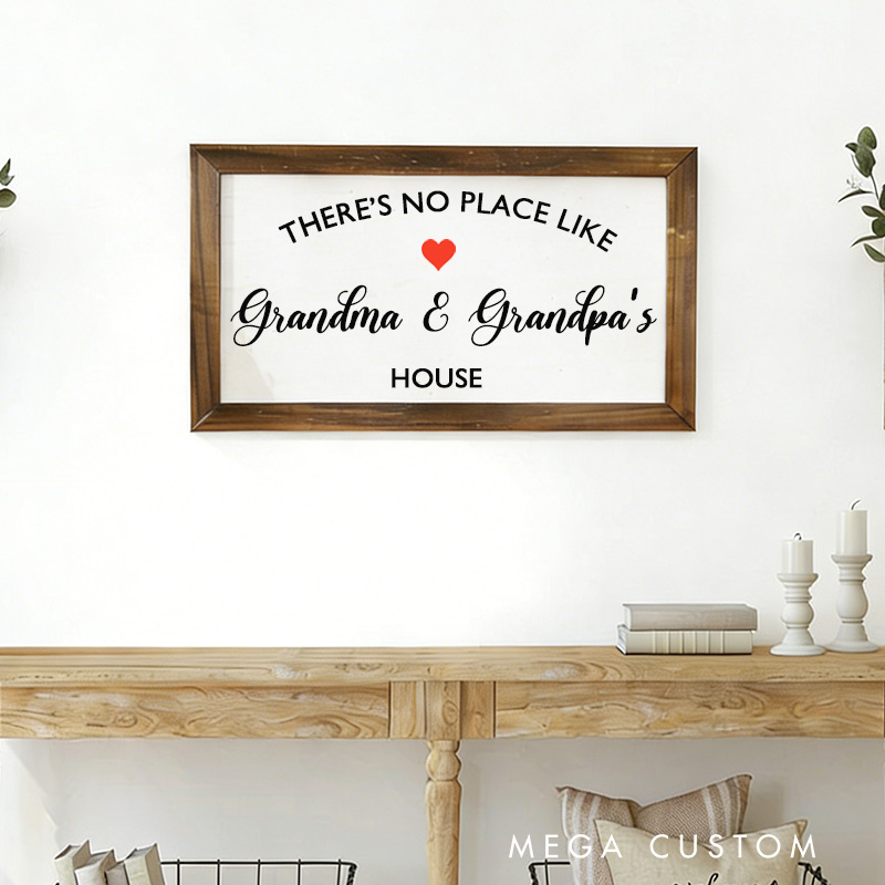 Personalized There's No Place Like Grandma and Grandpa's House Wooden Sign Custom Decoration for Grandparents Home Gift