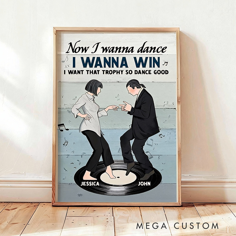 Personalized Dancing Trophy Wall Art For Funny Couples Poster Without Frame Custom Dance Lover Movie Lover Gift Custom Portrait