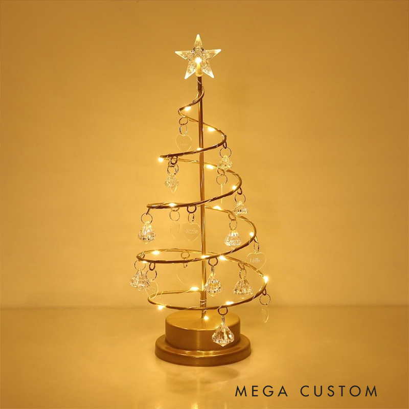 Personalized Christmas Tree Lights Custom Crystal Chandelier 1-16 Names Family Tree Night Light Family Gift