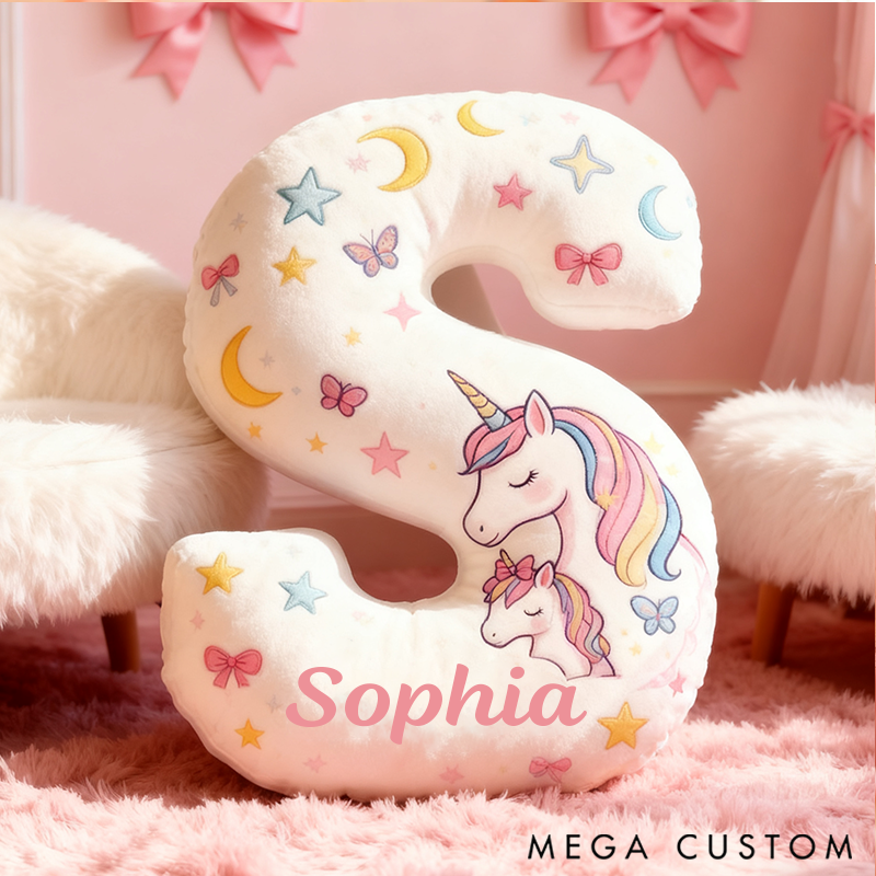 Personalized Graphic 3D 26 Letters Colorful Family Pillow Special Family Gift  with Custom Name Design