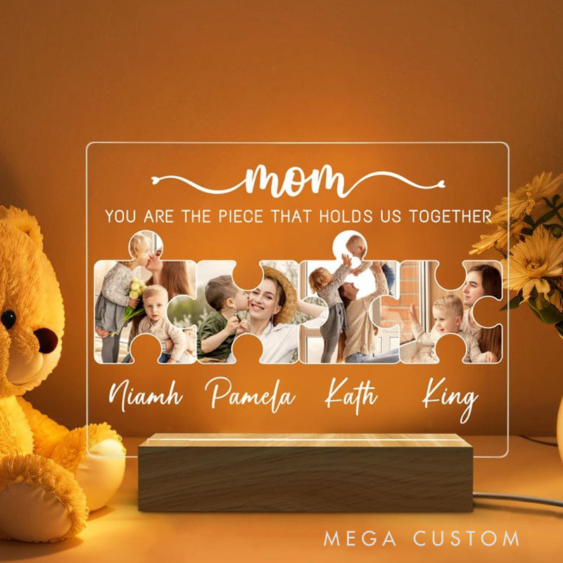 Personalized Puzzle Family Photo Lamp Custom Mother's Day Night Light Gifts for Mother Warm Parent-Child Photo Lamp Best Gifts for Her