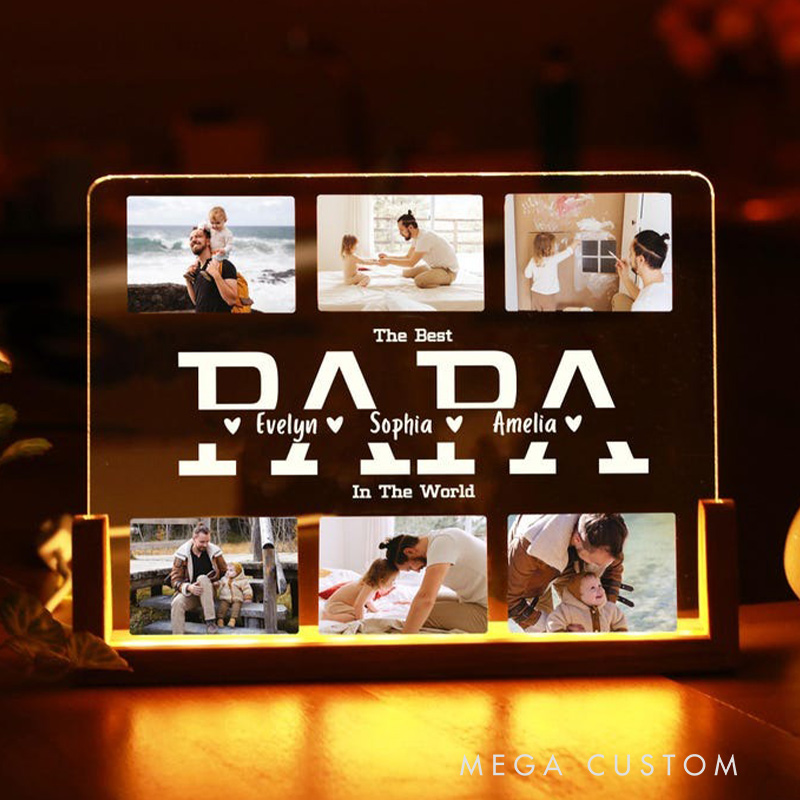Personalized Photo Night Light Photo Collage LED Light Custom Photo Lamp Father Gift from Kids