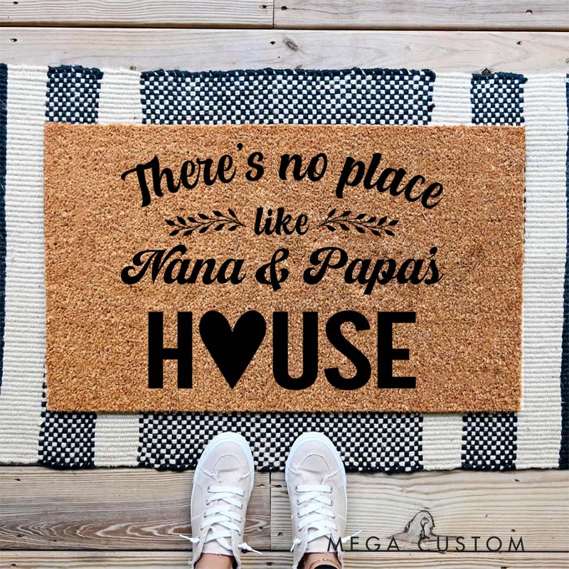 Personalized There's No Place Like Grandparents House Doormat Custom Welcome Mat Indoor Outdoor Rug Home Decor Gift for Family Grandkids Entryway
