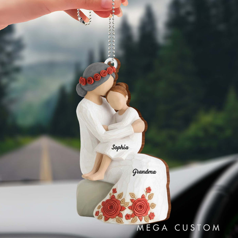 Personalized Wood Ornament A Beautiful Bond Between Generations with Flowers Gift for Granddaughters and Grandmas
