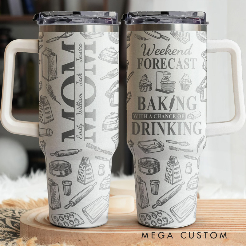 Personalized Baking with a Chance of Drinking Tumbler Baking Lover 40oz Tumbler with Name for Women Mom Grandma Baker Her
