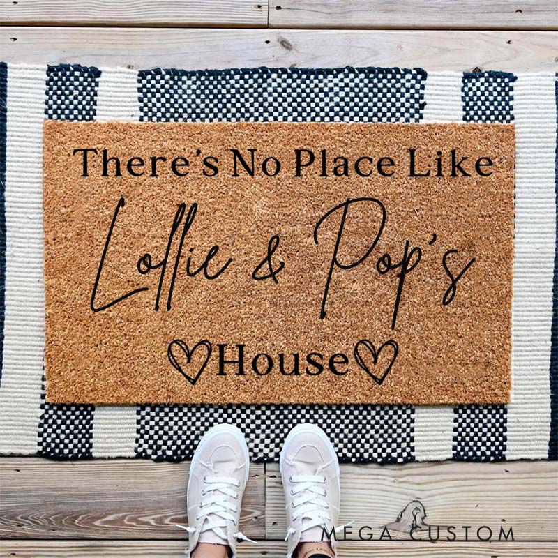 Personalized There's No Place Like Grandparents House Doormat Custom Welcome Mat Indoor Outdoor Rug Home Decor Gift