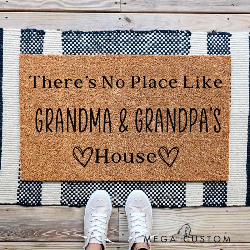 Personalized There's No Place Like Grandma & Grandpa's House Custom Grandparents House Doormat Home Decor Gift for Grandma and Grandpa