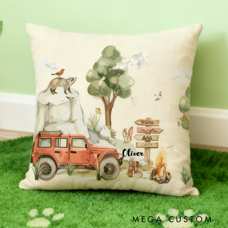 Personalized Adventure Camping Pillow Custom Kid Outdoor Pillow Children's Room Decor Outdoor Camping Lover