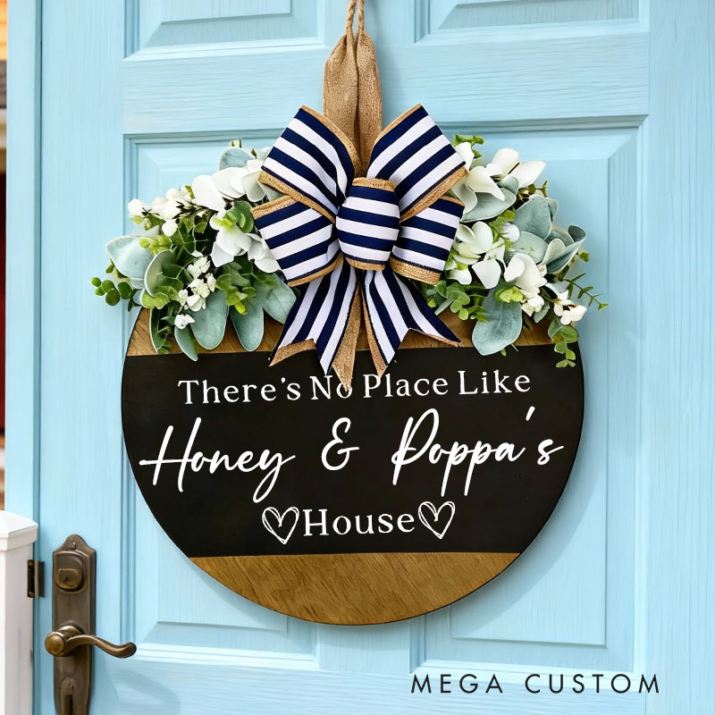 Personalized There's No Place Like Sign Front Door Sign For Grandma Gift For Grandma Front Door Decor Front Door Sign Grandma Gift Grandparents Sign