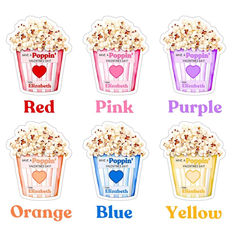 Personalized Have a Poppin Valentine's Day Stickers with Name Gift Decor Party Favors for Kids