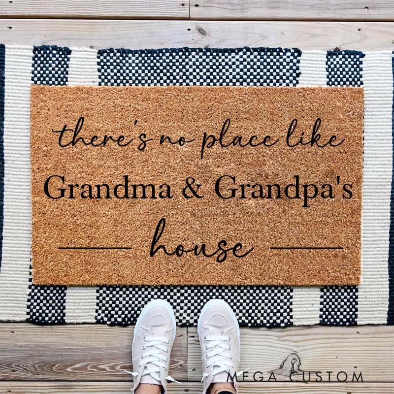 Personalized There's No Place Like Grandparents House Doormat Custom Welcome Mat Indoor Outdoor Rug Home Decor Gift for Grandma and Grandpa Entryway