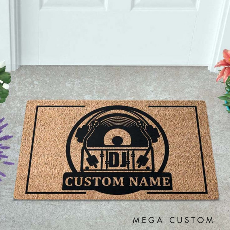 Personalized the DJ Minimalist Doormat Mid Music Family Door Mat Welcome Mat for Music Lovers Housewarming Gifts